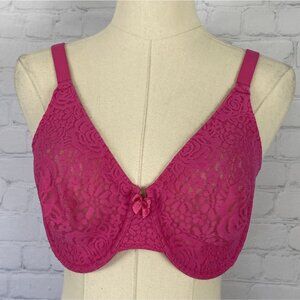 Wacoal 36D Hot Pink Floral Lace Underwire Unlined Bra